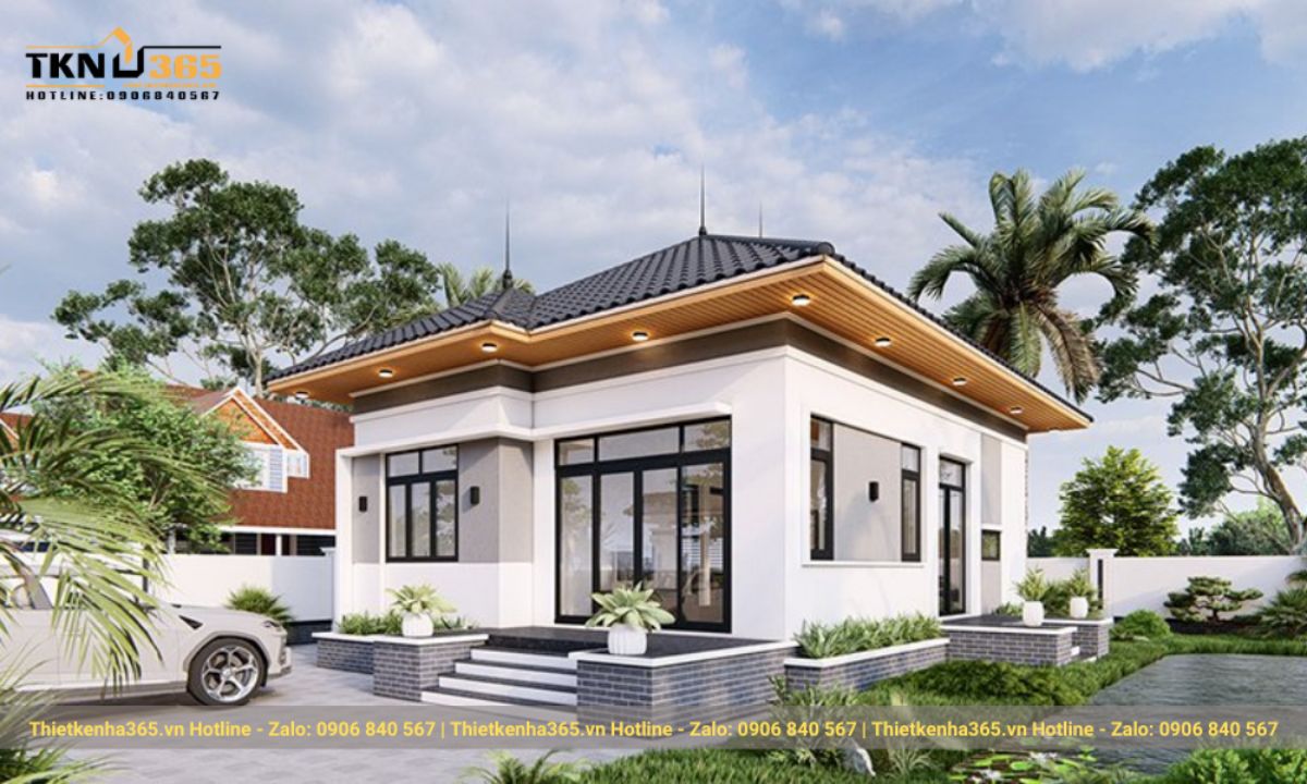 thiết kế nhà 1 tầng 3 phòng ngủ