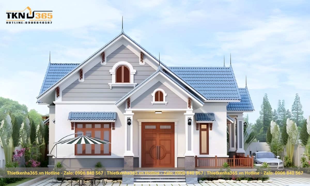 thiết kế nhà 1 tầng 3 phòng ngủ