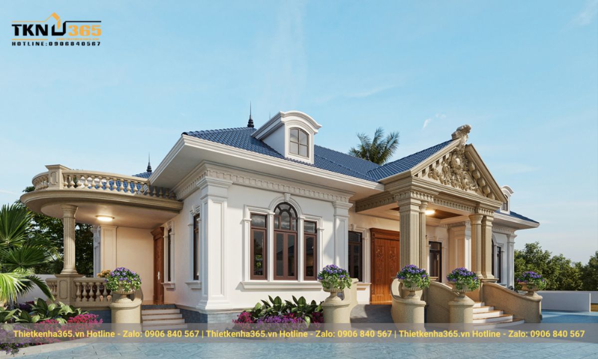 thiết kế nhà 1 tầng 5 phòng ngủ