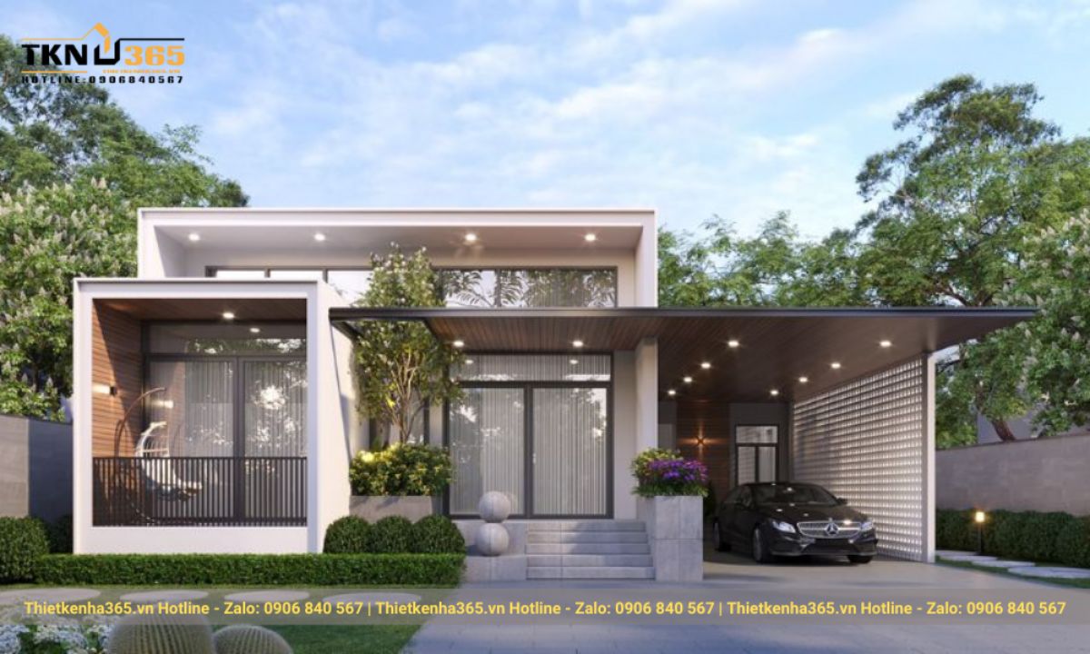 thiết kế nhà 1 tầng 5 phòng ngủ