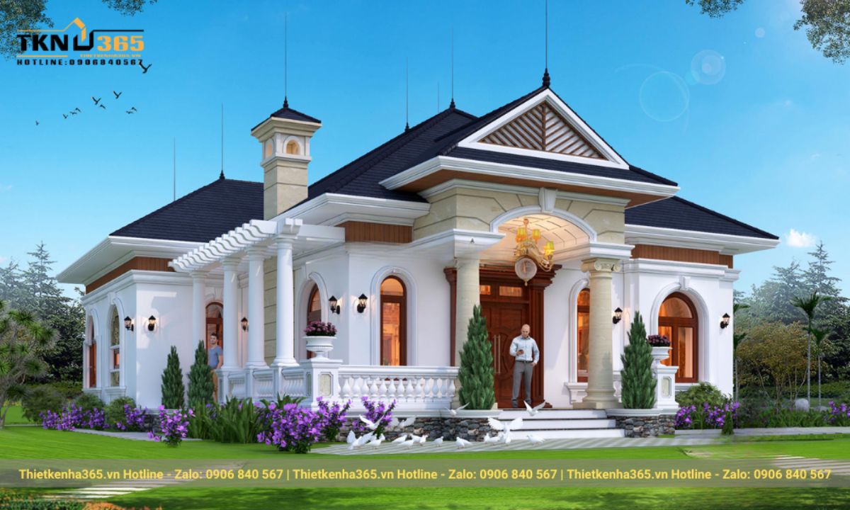 thiết kế nhà 1 tầng 5 phòng ngủ