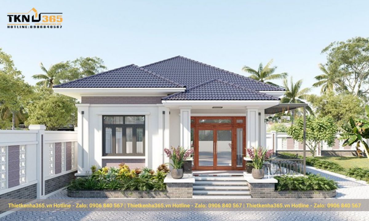 thiết kế nhà 1 tầng 5 phòng ngủ