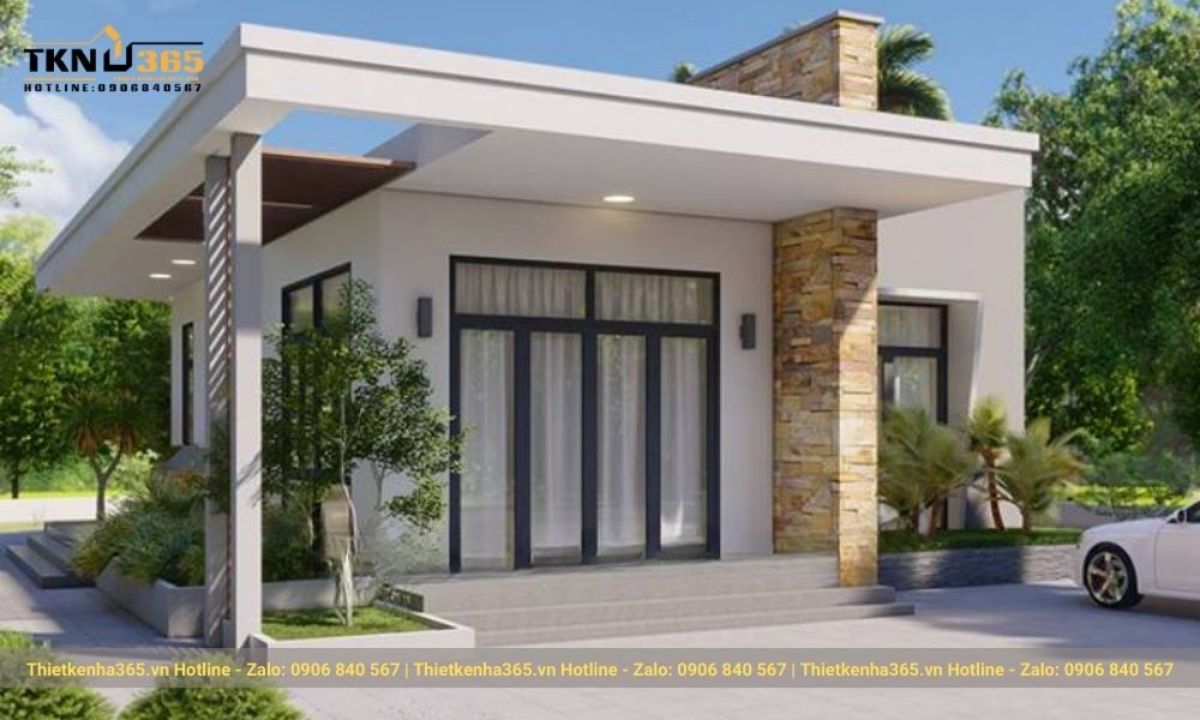 Thiết kế nhà 1 tầng mái bằng

