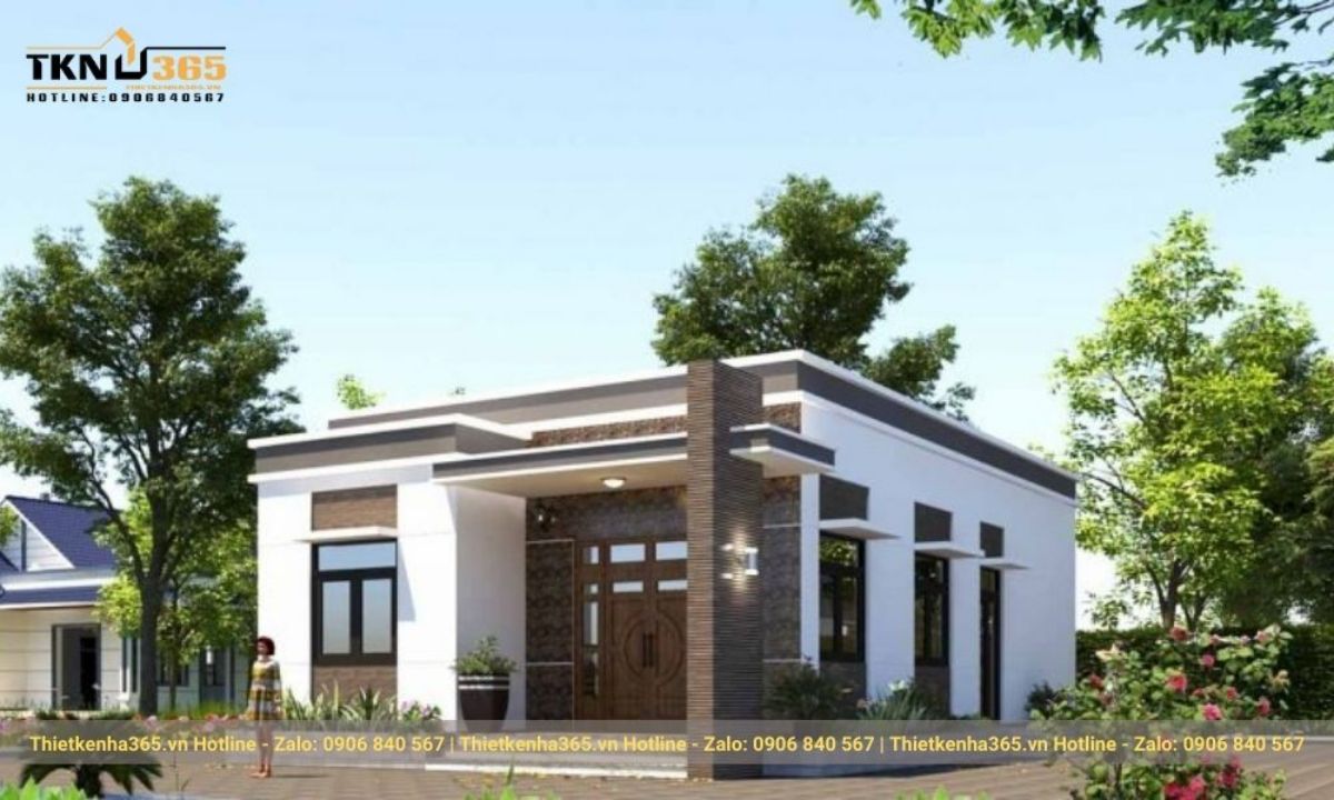 Thiết kế nhà 1 tầng mái bằng
