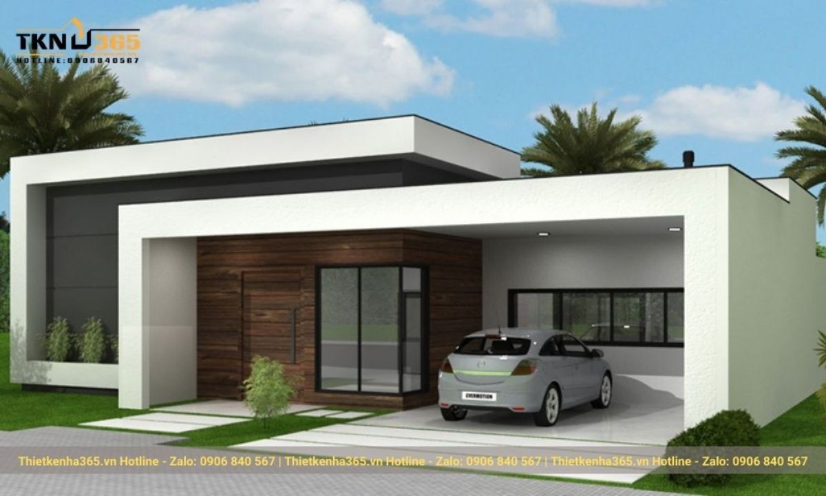 Thiết kế nhà 1 tầng mái bằng