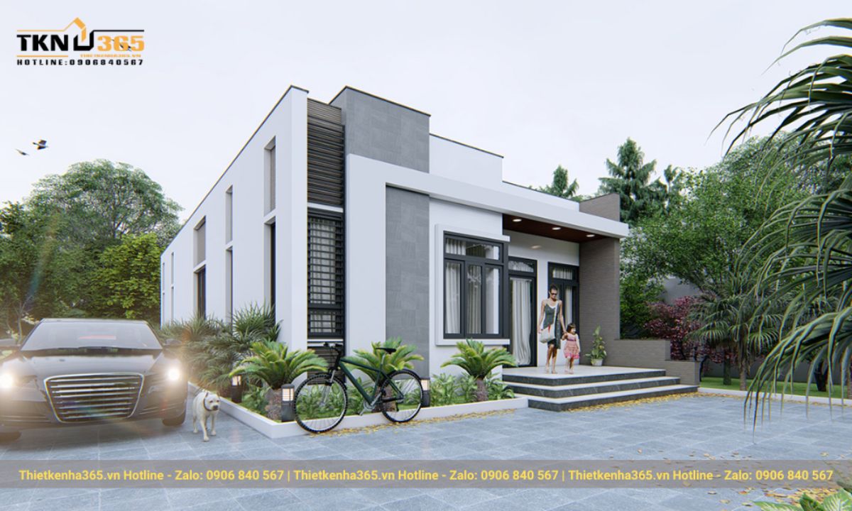 thiết kế nhà 60m2 1 tầng