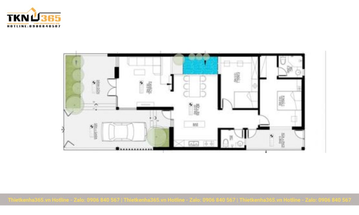 thiết kế nhà 60m2 1 tầng