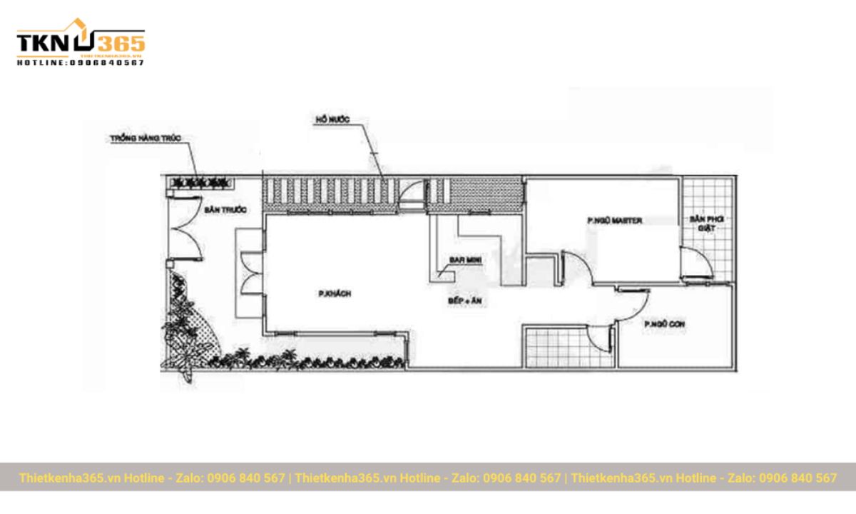 thiết kế nhà 60m2 1 tầng