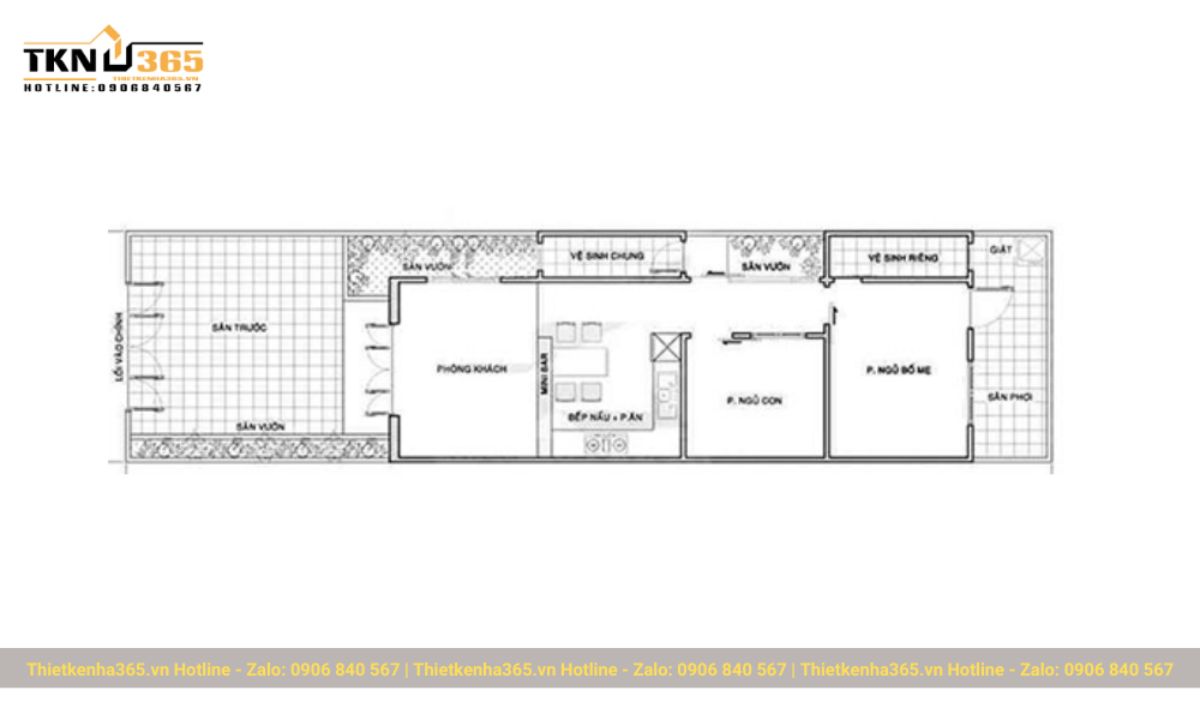 thiết kế nhà 60m2 1 tầng