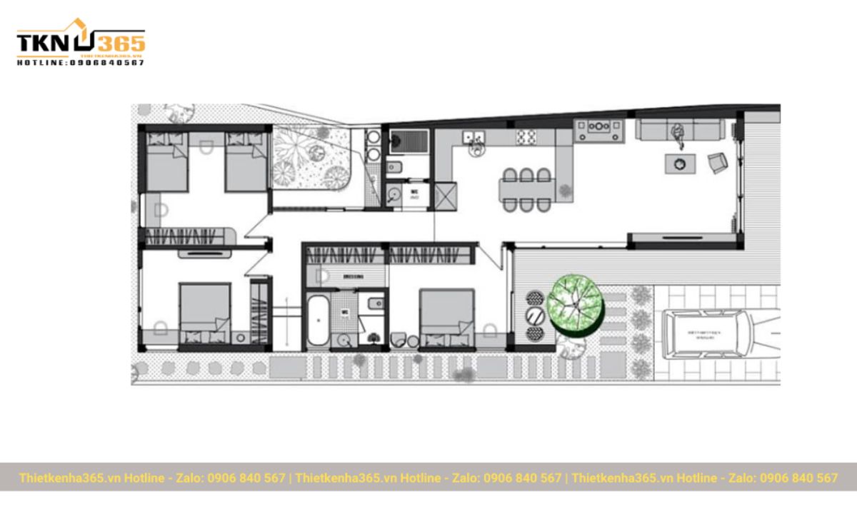 thiết kế nhà 60m2 1 tầng