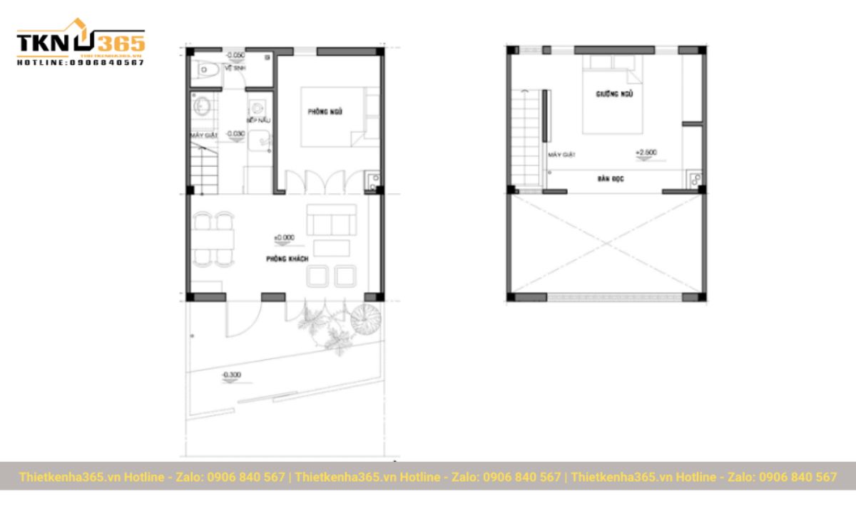thiết kế nhà 60m2 1 tầng