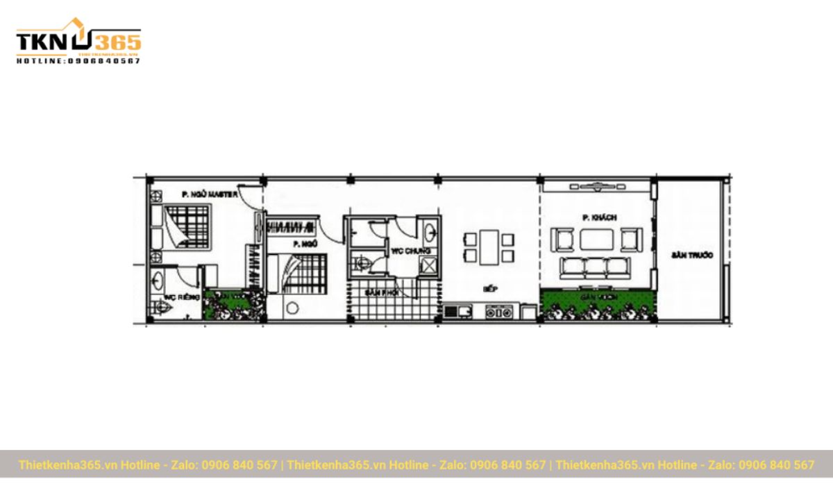 thiết kế nhà 60m2 1 tầng