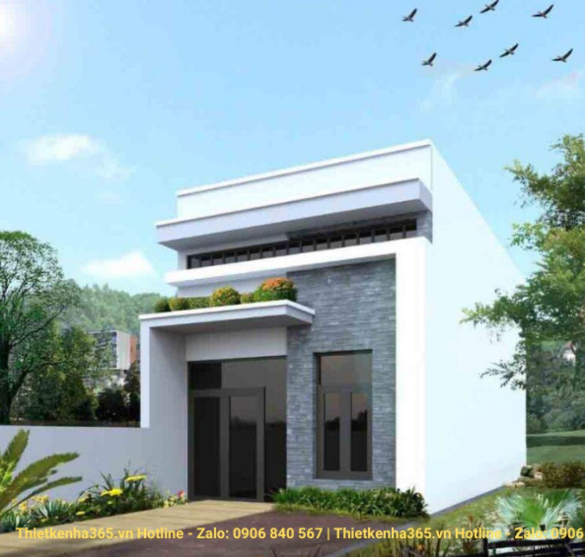 thiết kế nhà 60m2 1 tầng