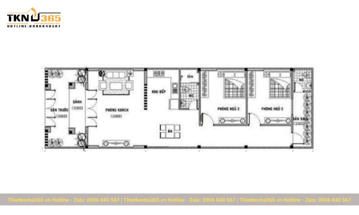 thiết kế nhà 60m2 1 tầng