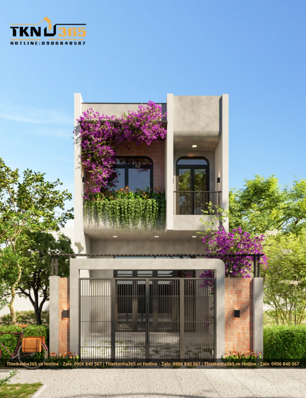 Mẫu thiết kế nhà 2 tầng 5x20m hiện đại