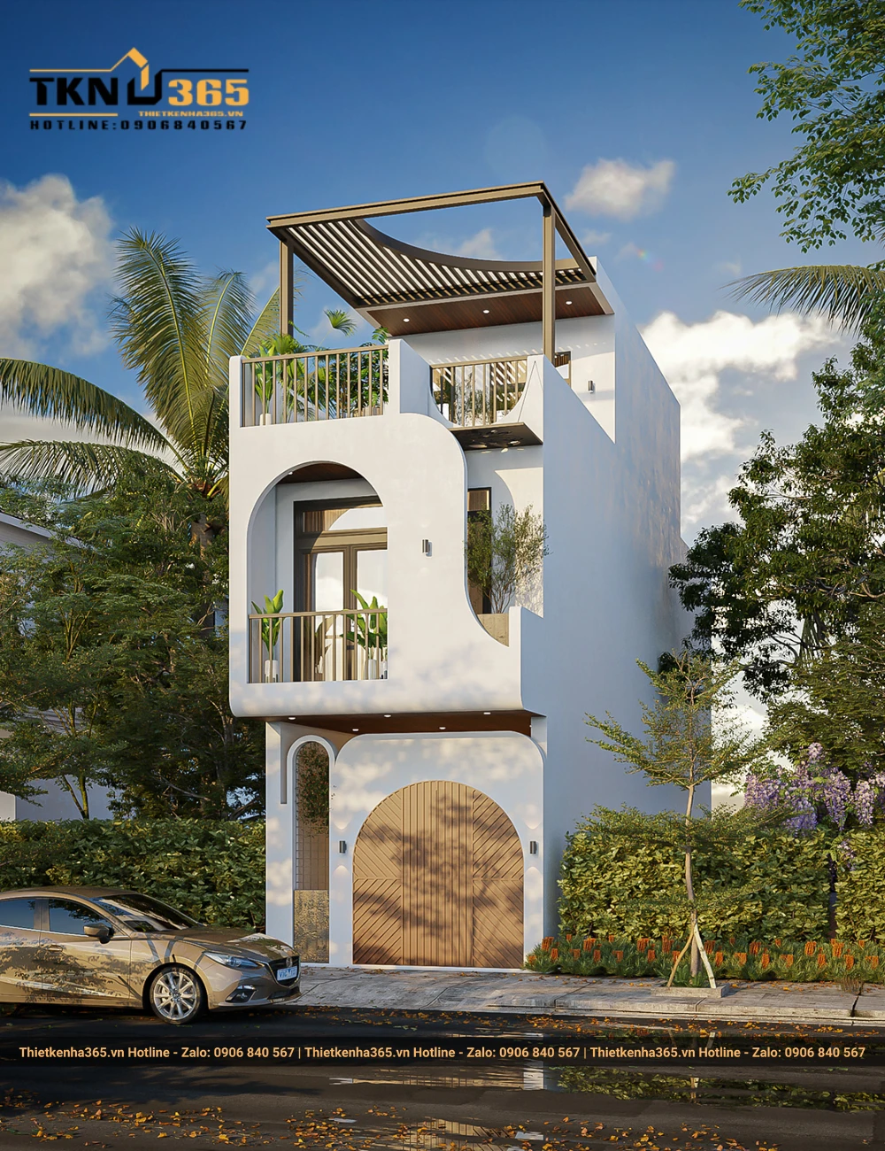 Mẫu nhà 2 tầng 1 tum 5x20m