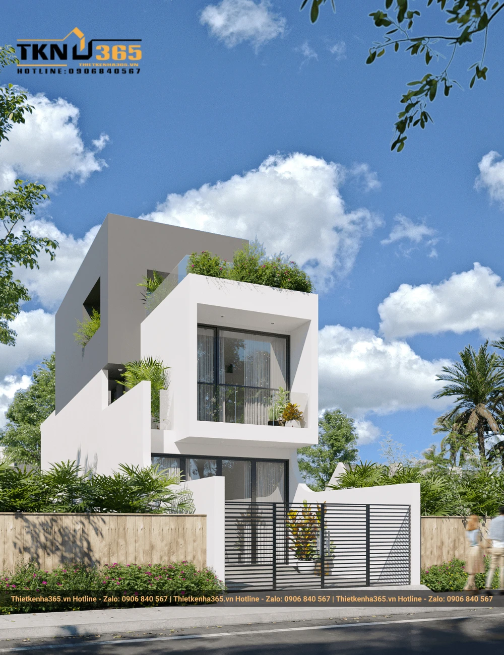 Mẫu nhà 2 tầng 1 tum 5x20m