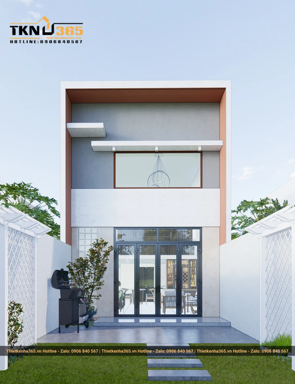 Thiết kế nhà 5x20m có sân vườn