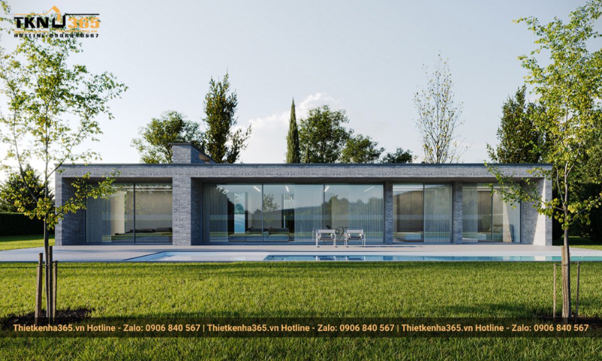 Mẫu nhà 1 tầng 4 phòng ngủ