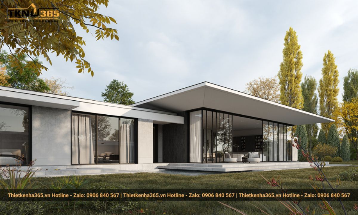 Mẫu nhà 1 tầng 4 phòng ngủ