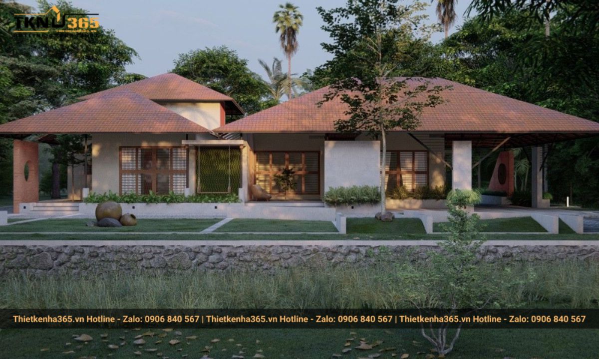 Mẫu nhà 1 tầng 4 phòng ngủ