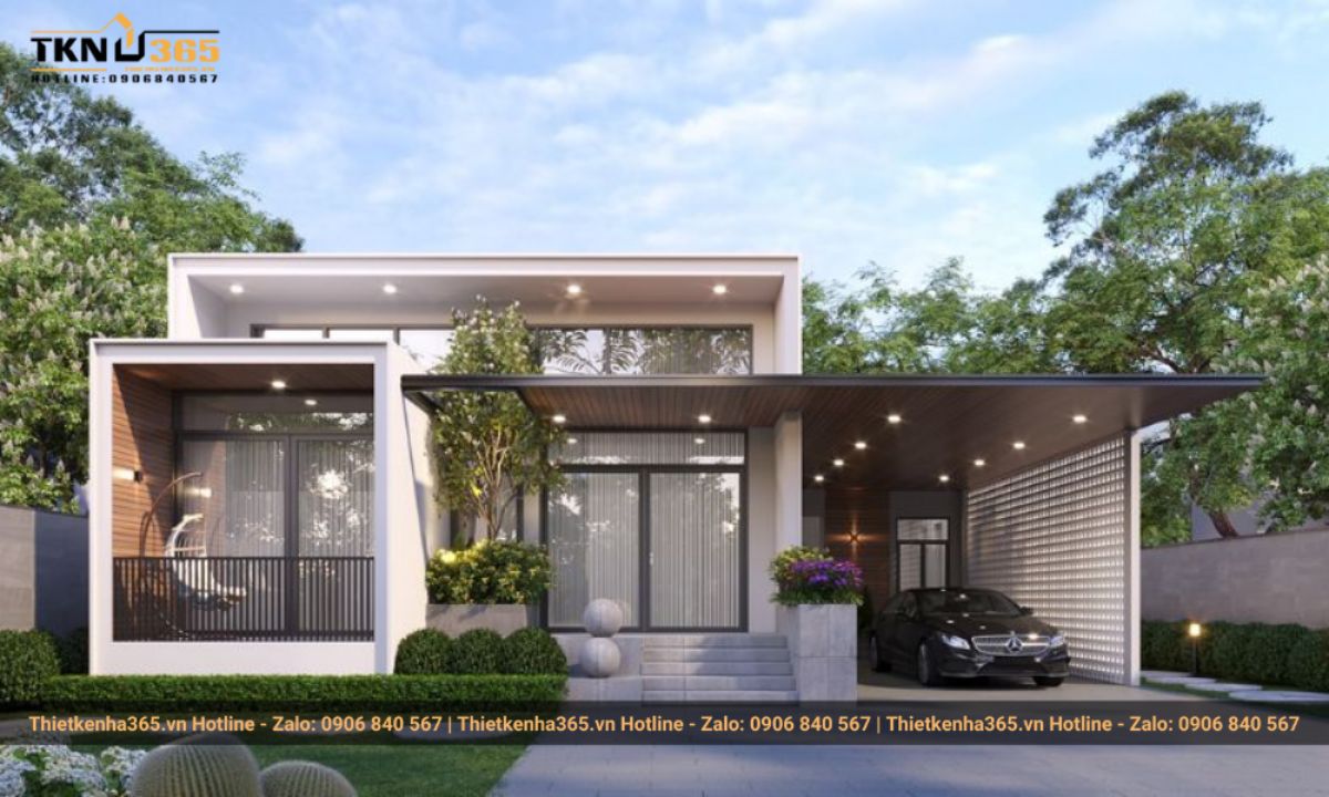 Mẫu nhà 1 tầng 4 phòng ngủ