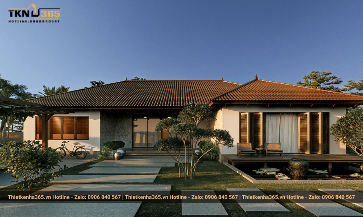 Mẫu nhà 1 tầng 4 phòng ngủ