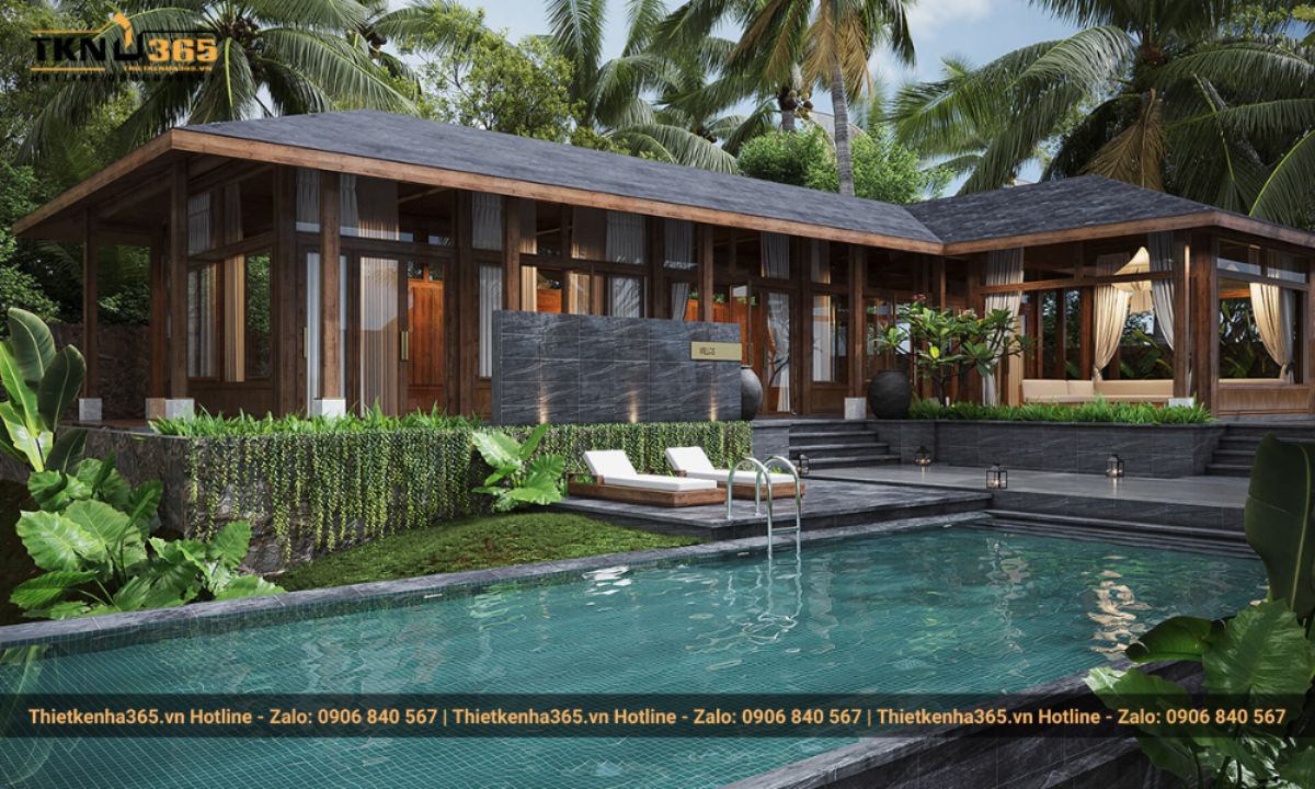 Mẫu nhà 1 tầng 4 phòng ngủ