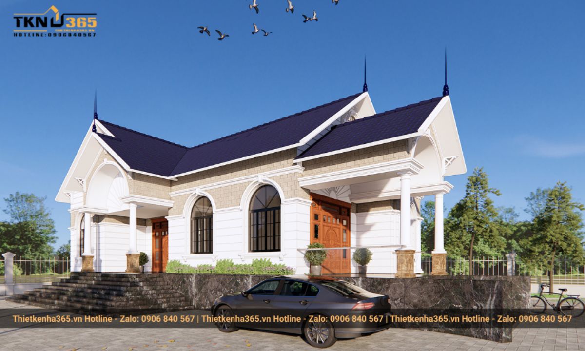 Mẫu nhà 1 tầng 4 phòng ngủ