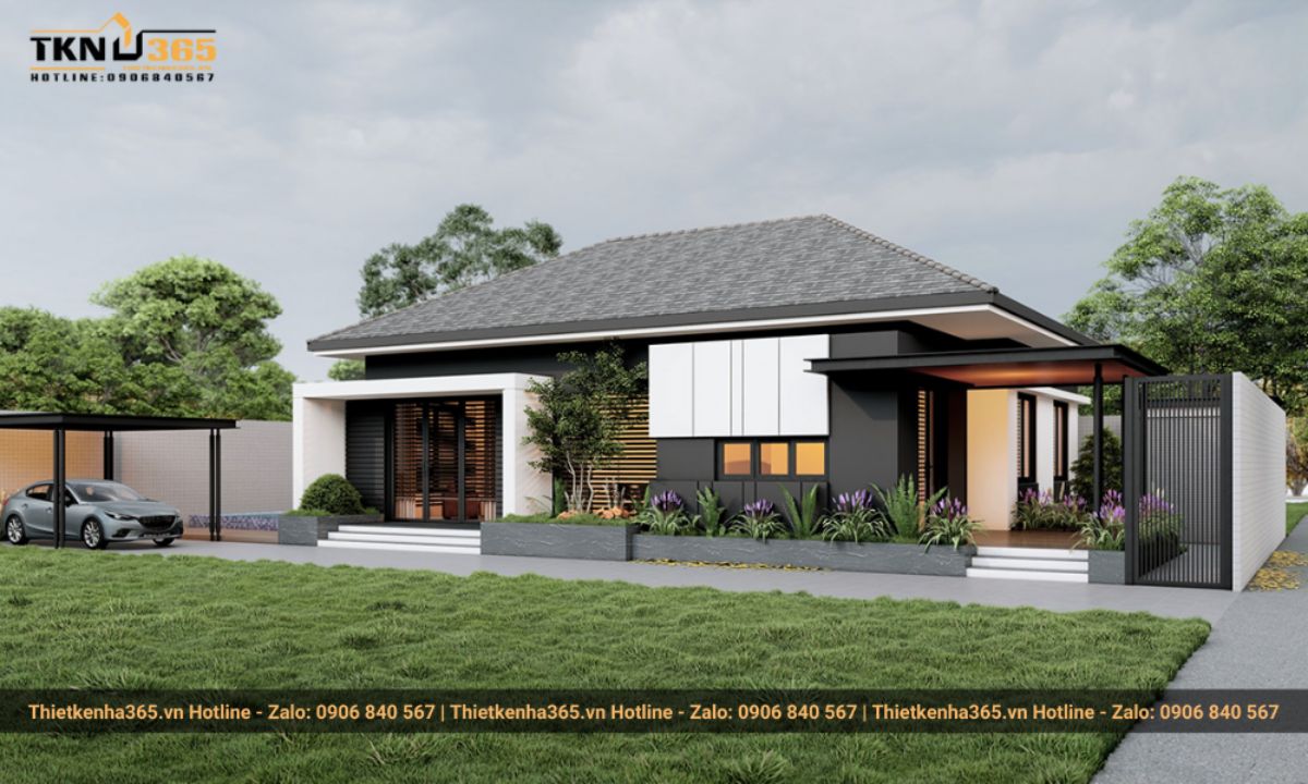 Mẫu nhà 1 tầng 4 phòng ngủ