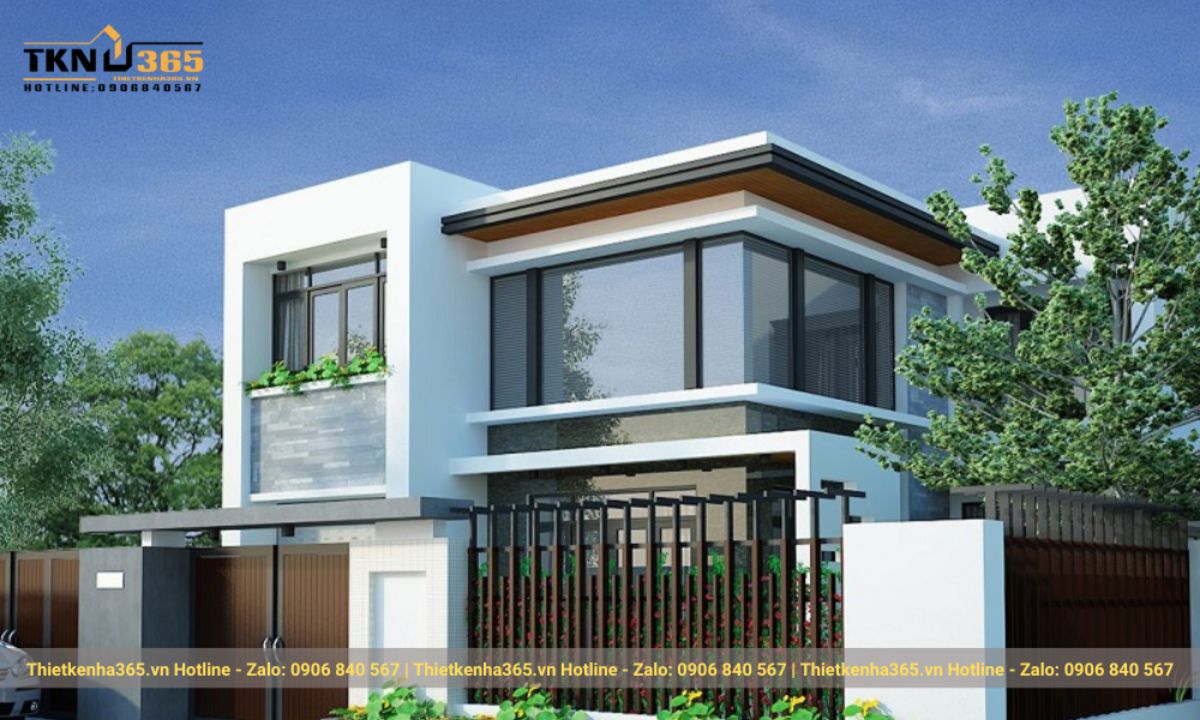 Mẫu nhà mặt tiền 8m 2 tầng sang trọng