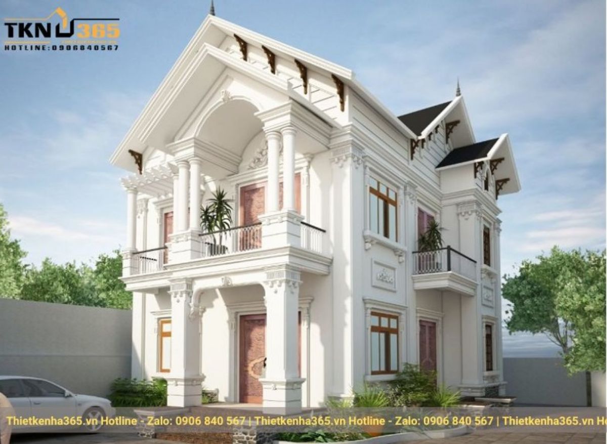 nhà mặt tiền 8m 2 tầng mái thái