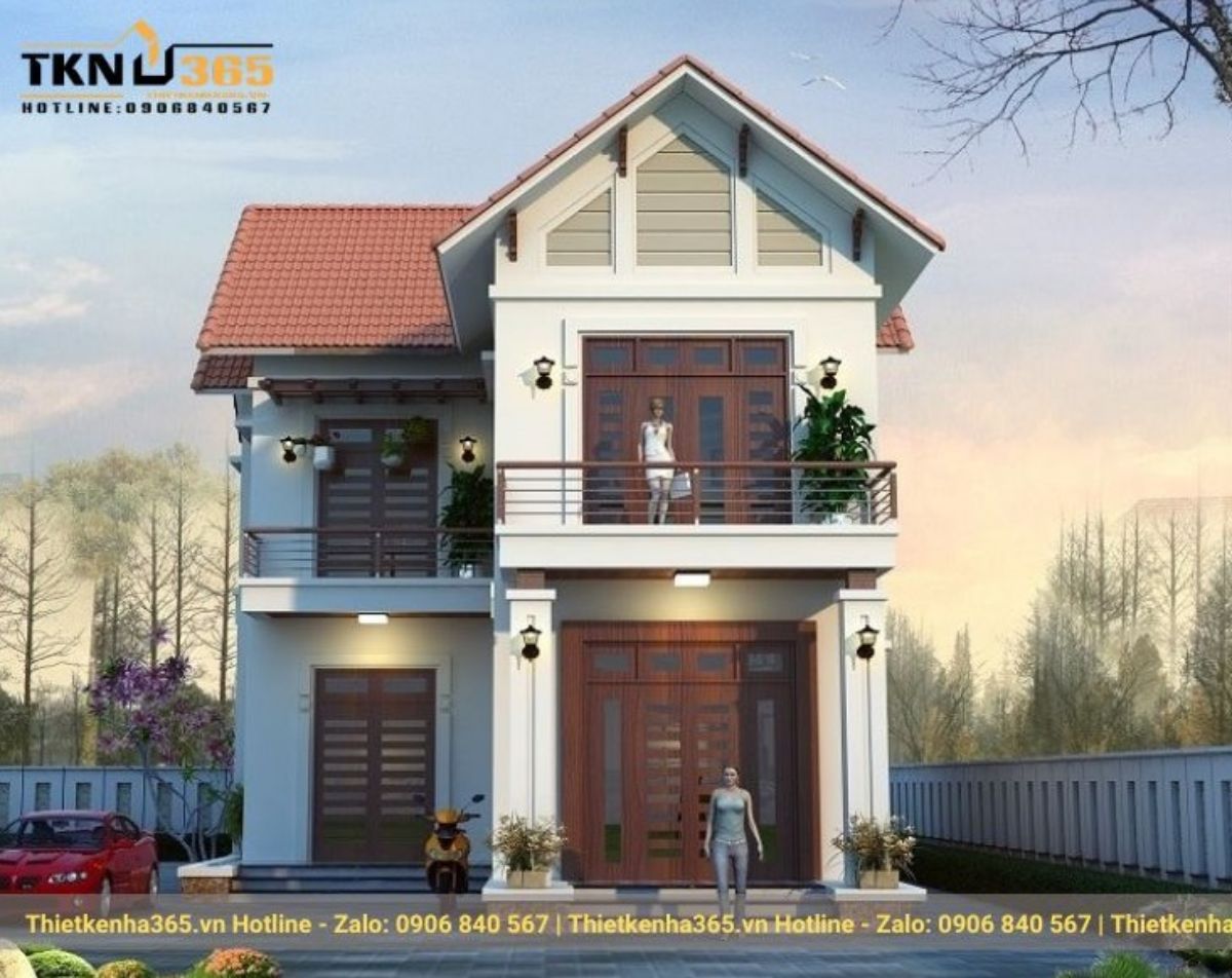 nhà mặt tiền 8m 2 tầng đơn giản