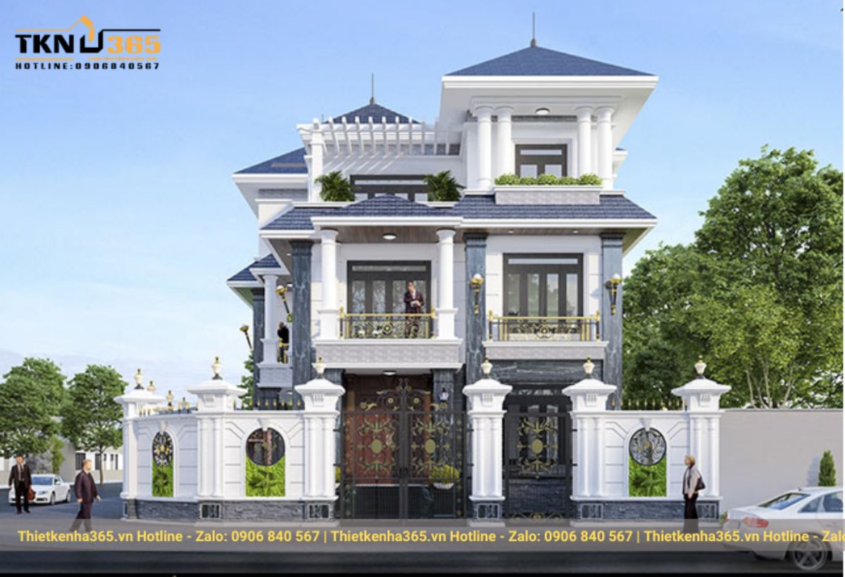 nhà 3 tầng mái Nhật có 4 phòng ngủ lớn