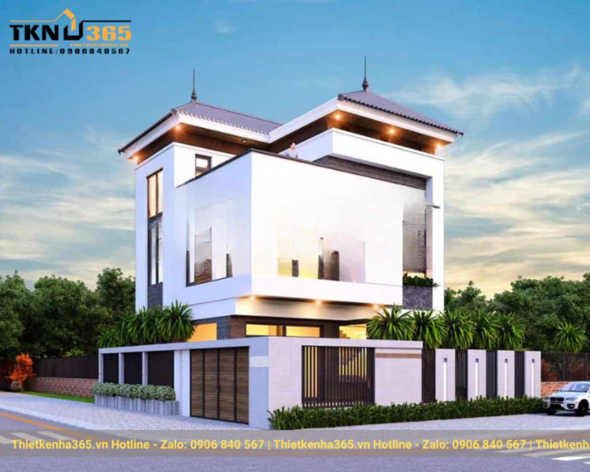 nhà 3 tầng mái Nhật ở nông thôn