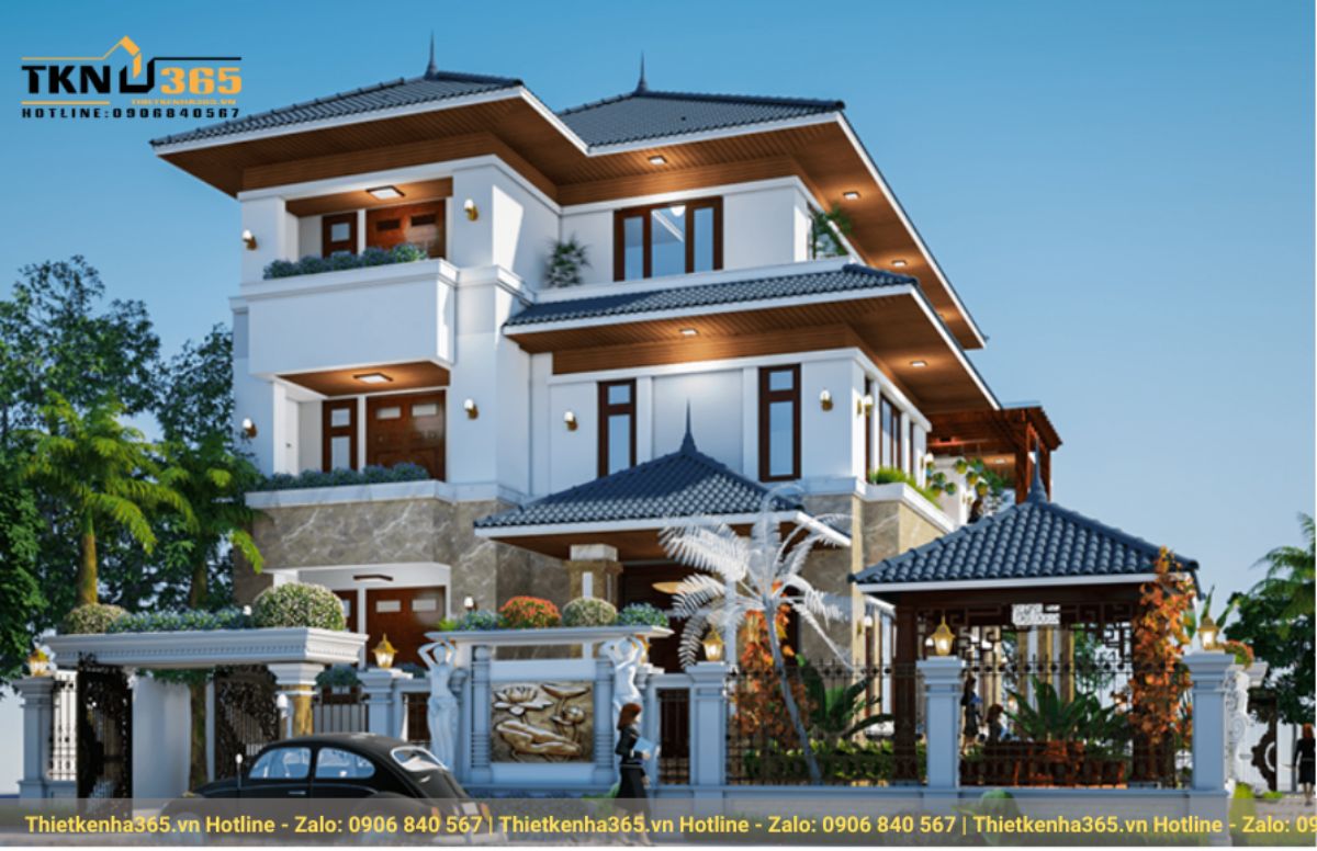 Mẫu nhà 3 tầng mái Nhật