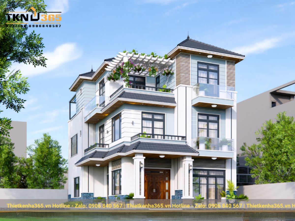 nhà 3 tầng mái Nhật phù hợp cho gia đình 3 thế hệ