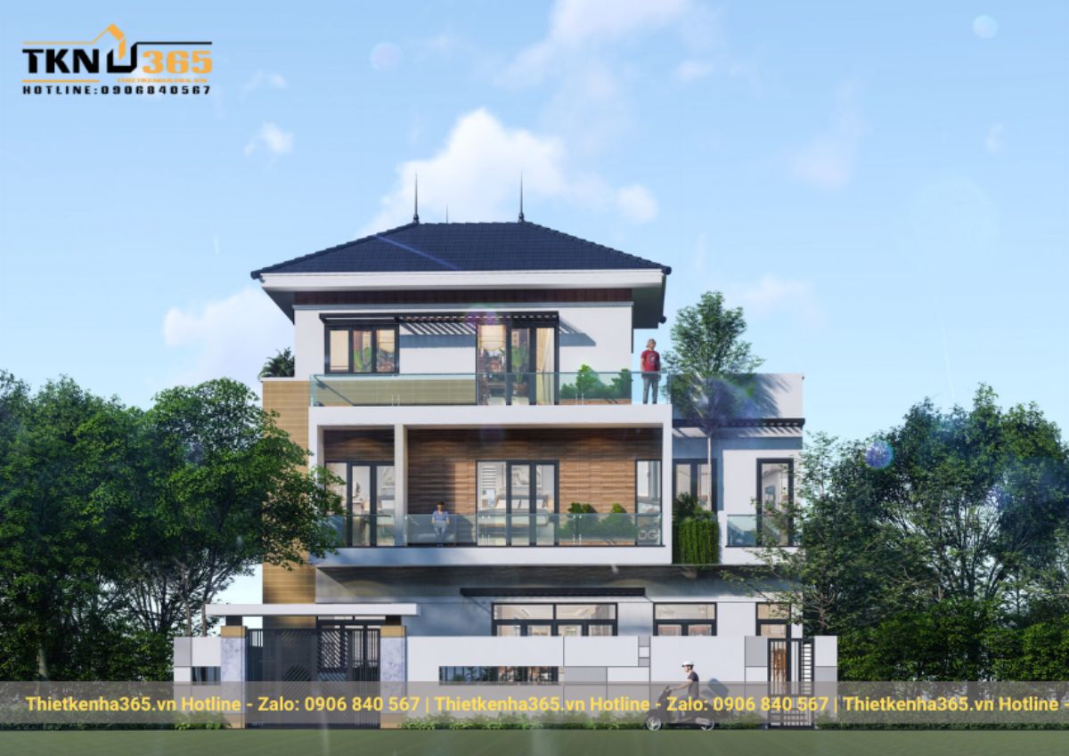 iệt thự 3 tầng mái nhật phong cách châu Âu