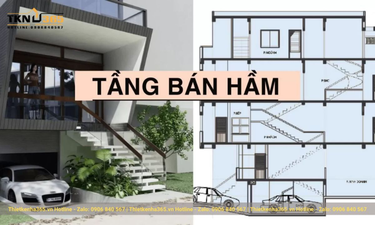 Mẫu nhà có tầng bán hầm