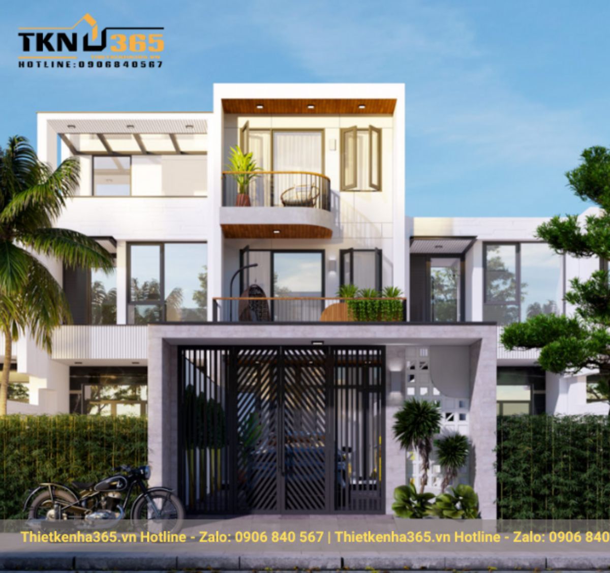 Mẫu nhà mái bằng 3 tầng