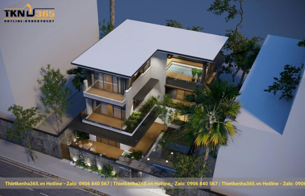 Mẫu nhà mái bằng 3 tầng