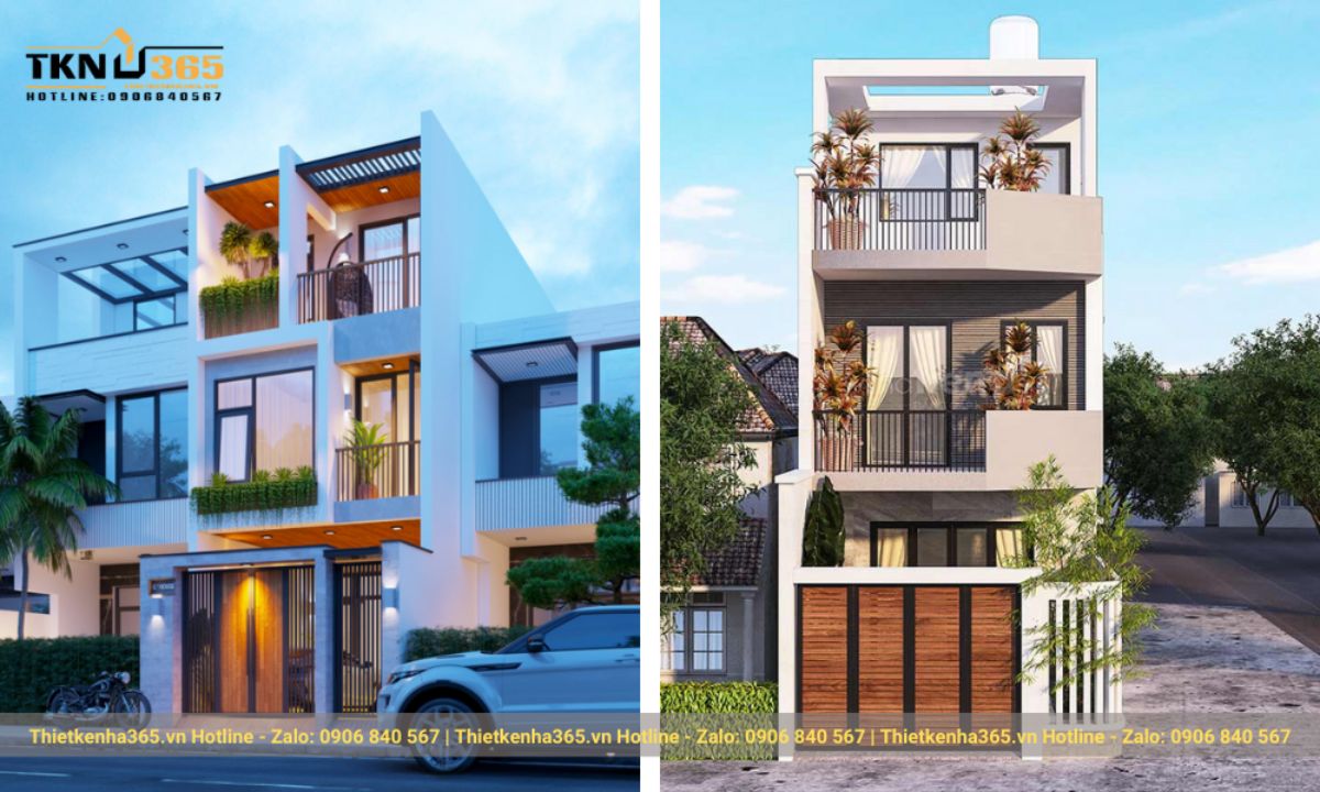 Mẫu nhà mái bằng 3 tầng