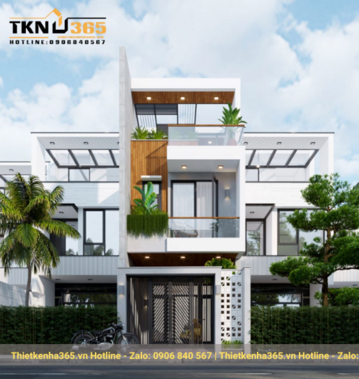 Mẫu nhà mái bằng 3 tầng