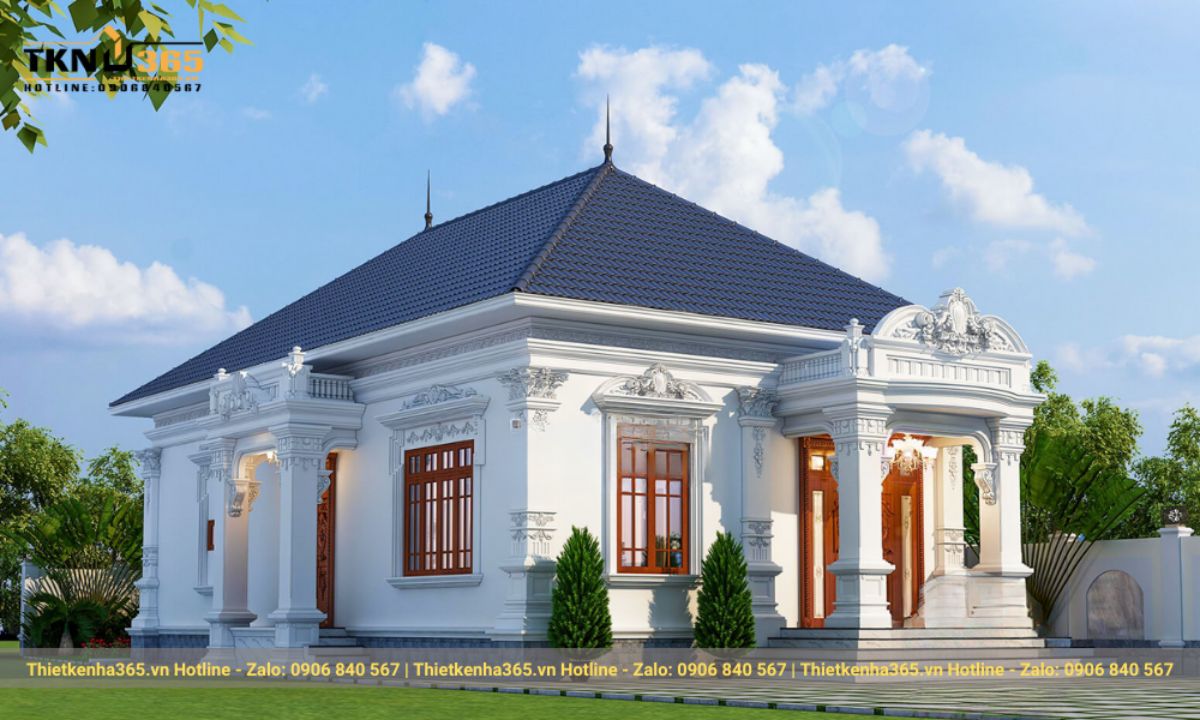 nhà 120m2 1 tầng 3 phòng ngủ tân cổ điển