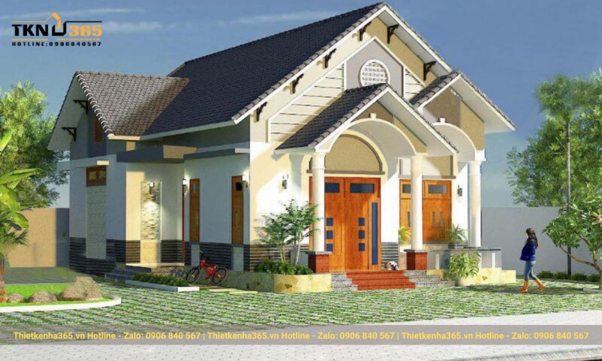 mẫu nhà 1 tầng 3 phòng ngủ 120m2