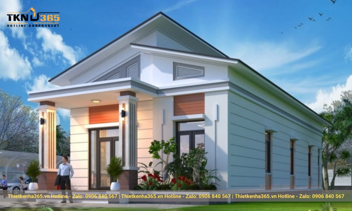 mẫu nhà 1 tầng 3 phòng ngủ 120m2