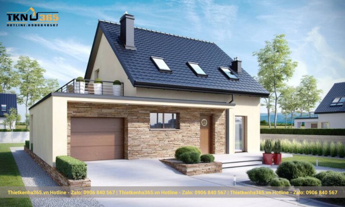 nhà 3 phòng ngủ 120m2 1 tầng gara hiện đại