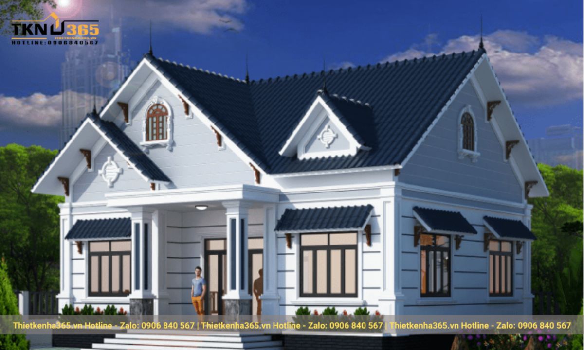 nhà 3 phòng ngủ 1 tầng 120m2 mái thái