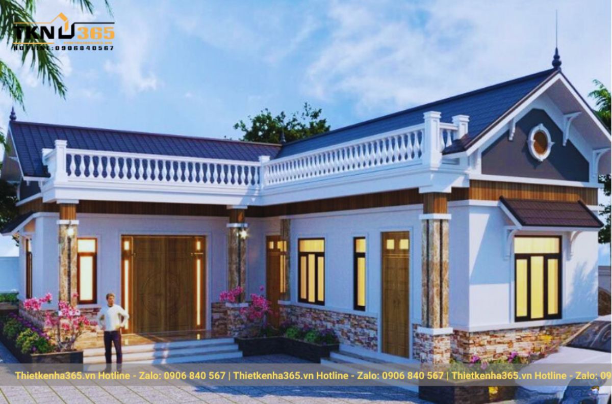 nhà chữ L 1 tầng 3 phòng ngủ 80m2