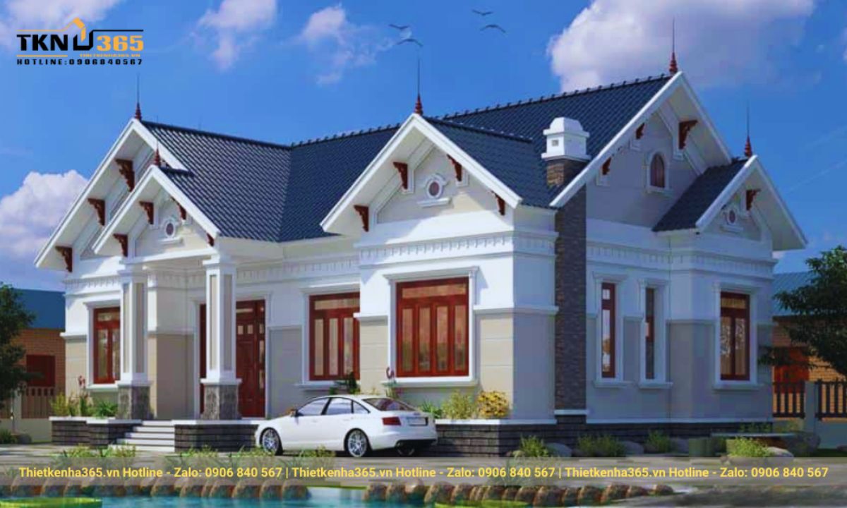 nhà 1 tầng 3 phòng ngủ 80m2 mái thái